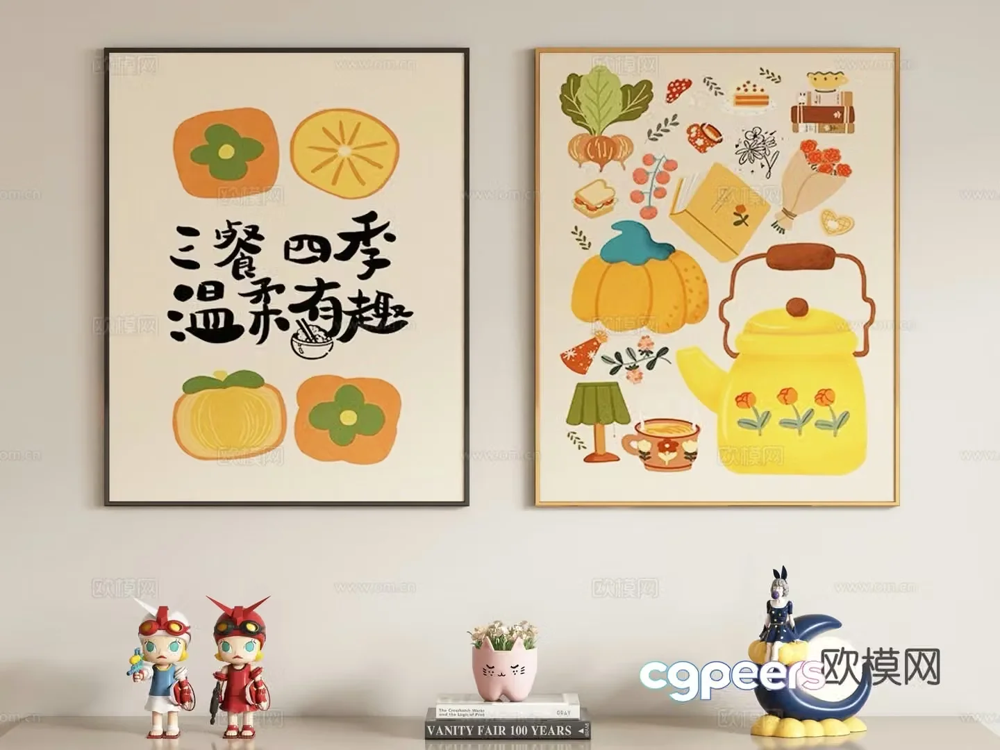 Modern cream style children’s decorative painting hanging painting 3d model