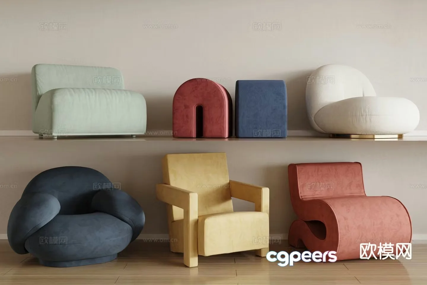 Modern single sofa lazy sofa leisure sofa 3d model