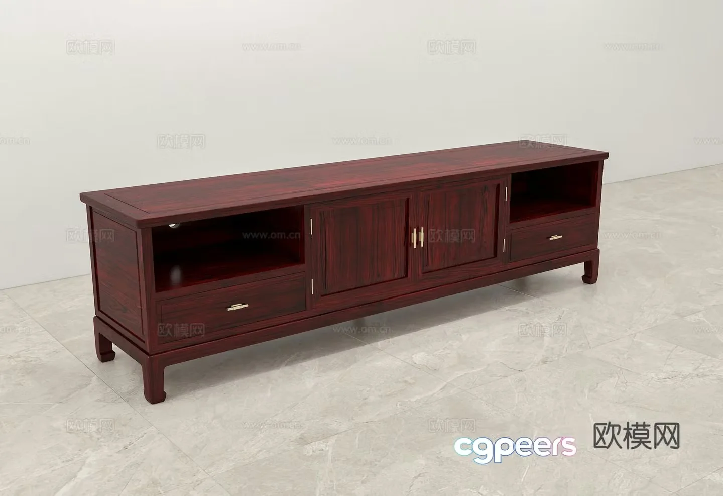 Chinese TV Cabinet New Chinese TV Cabinet Solid Wood Mahogany 3D Model