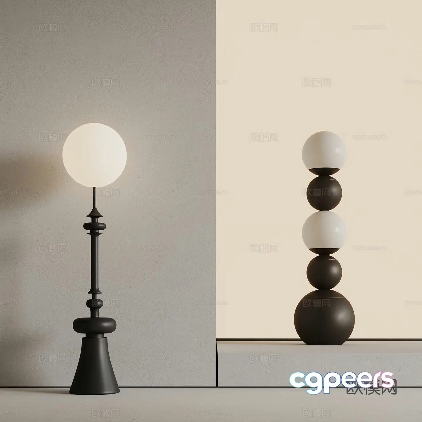 French floor lamp Floor lamp ornament 3D model