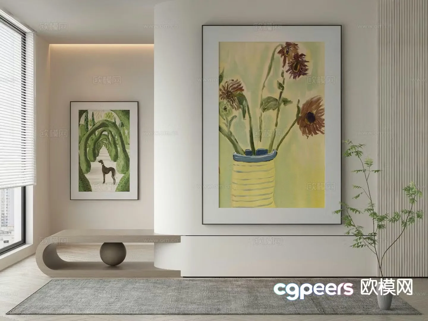 Modern oil painting decorative painting 3d model
