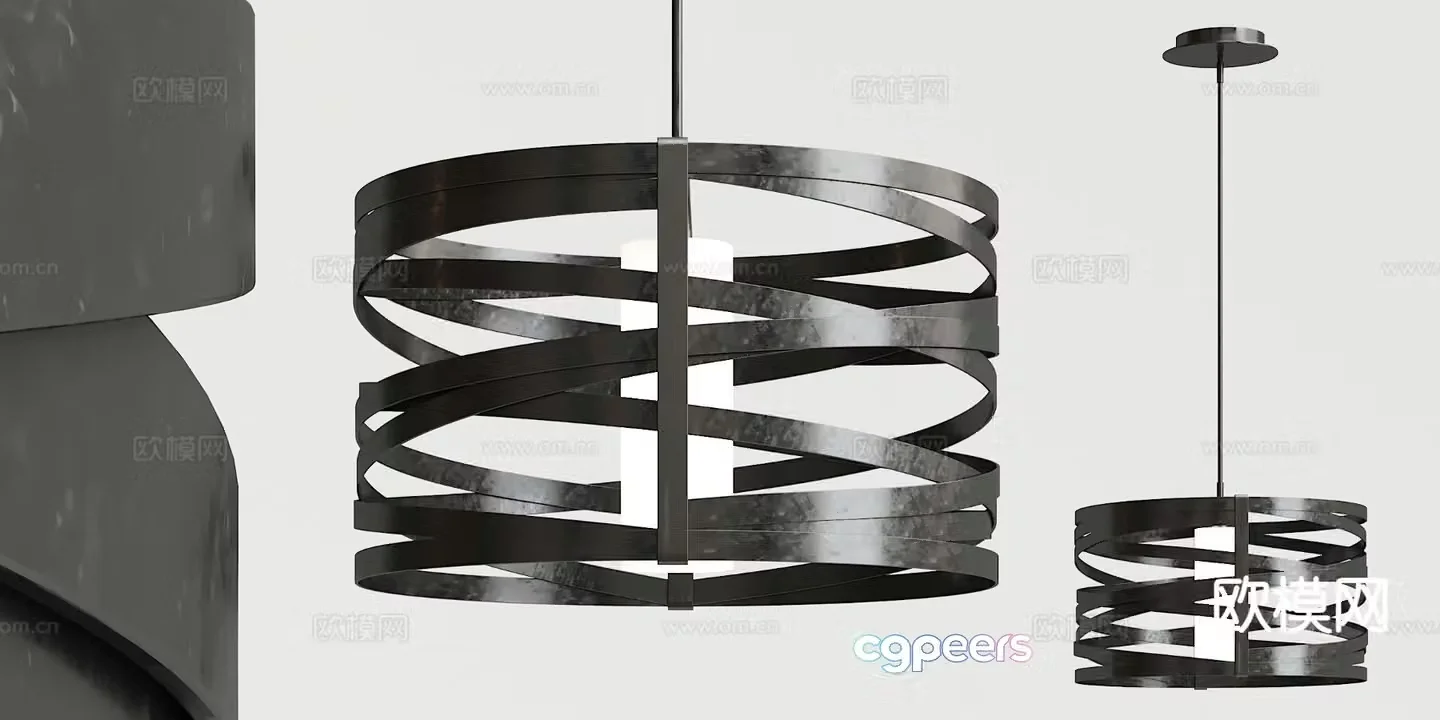 Industrial style wrought iron chandelier 3d model