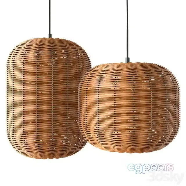 3ds Max Free – Rattan and Metal Ceiling Lamp