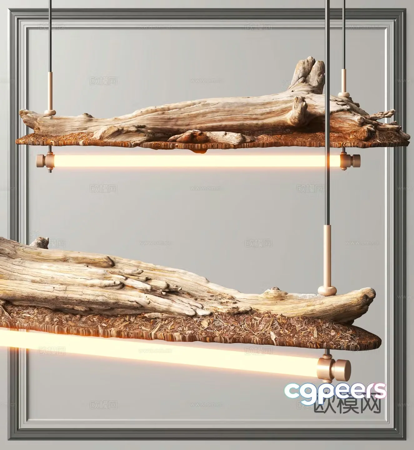 Wabi-sabi style chandelier tree root chandelier 3d model