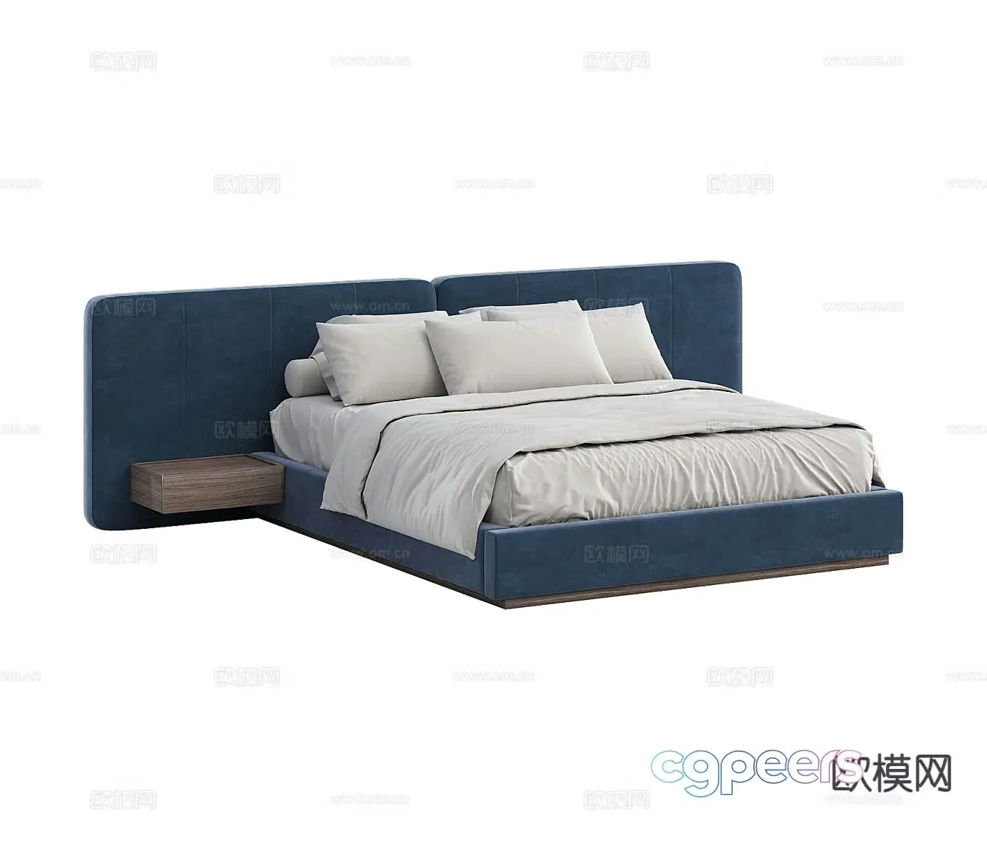 Modern fabric bed double bed 3d model