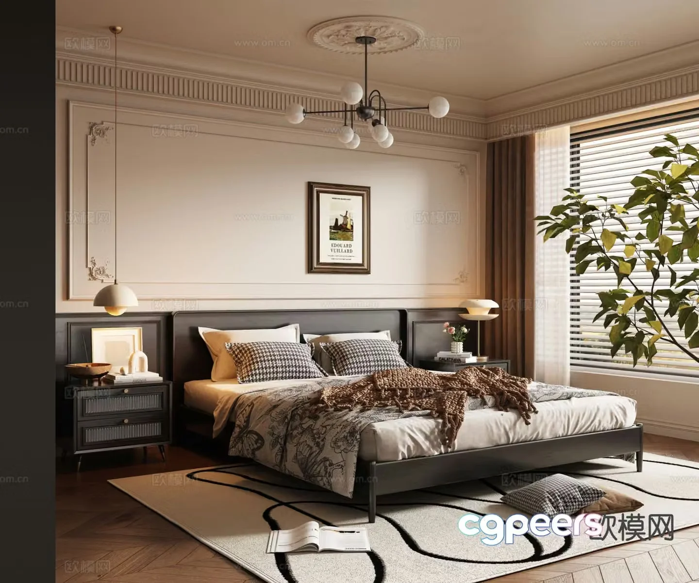 French retro bedroom master bedroom 3d model
