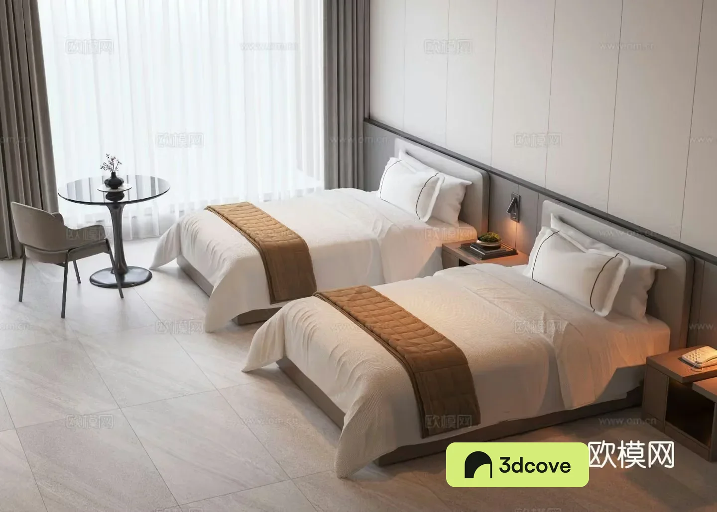 Modern hotel bed single bed