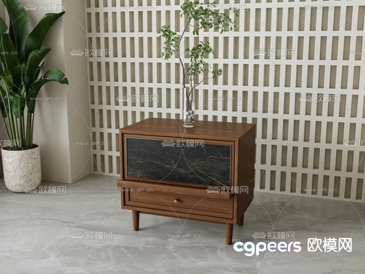 wabi-sabi bedside table 3d model