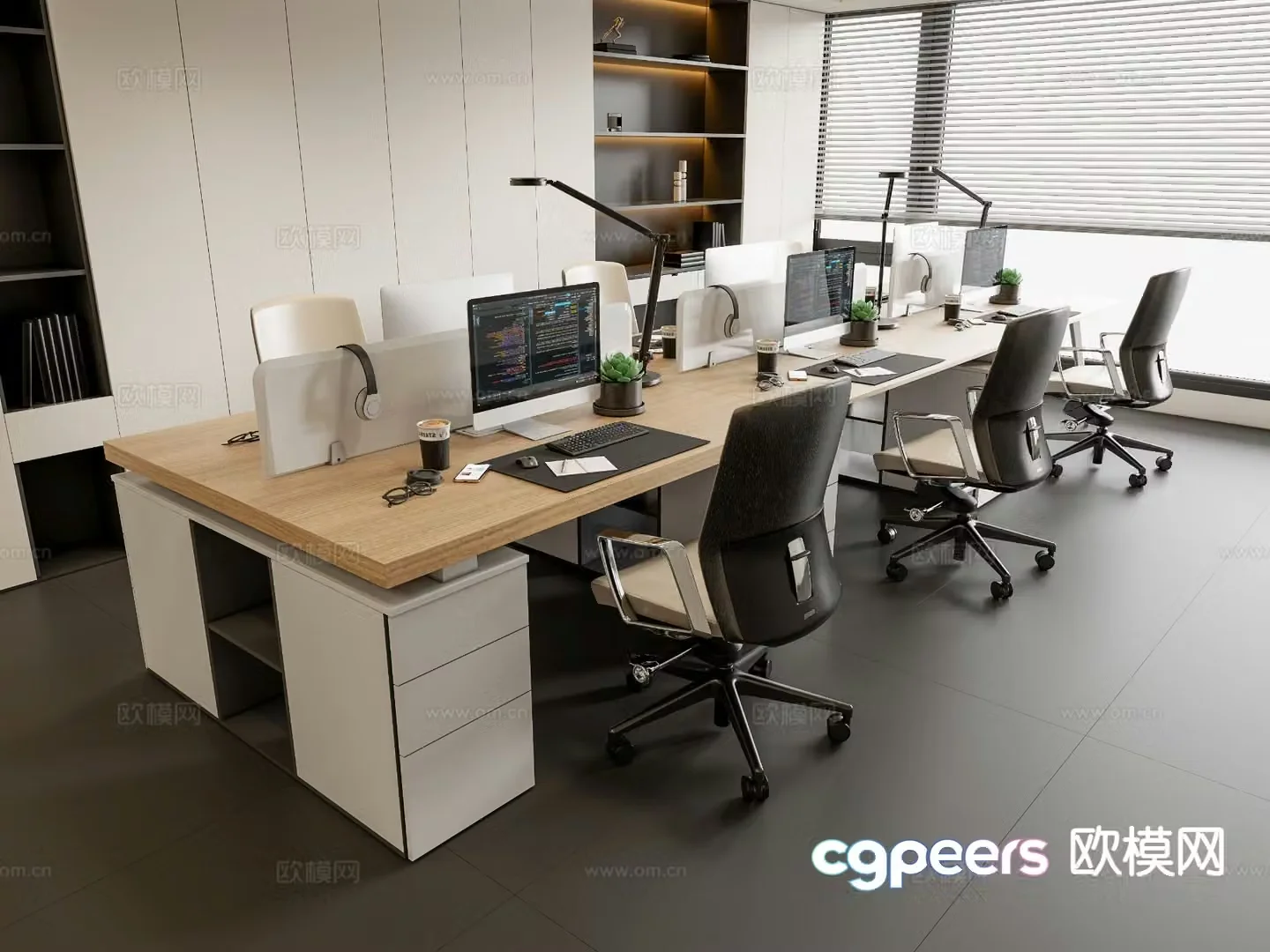 Modern office desk and chair 3d model