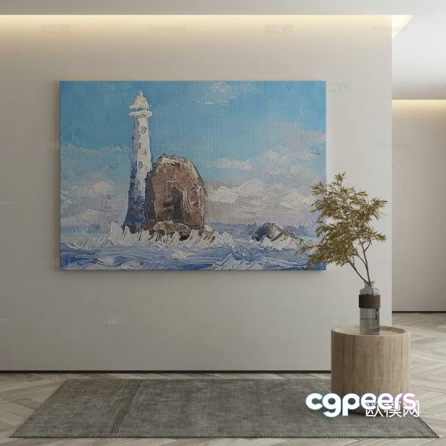 Modern Wasabi Hanging Painting Oil Painting 3D Model