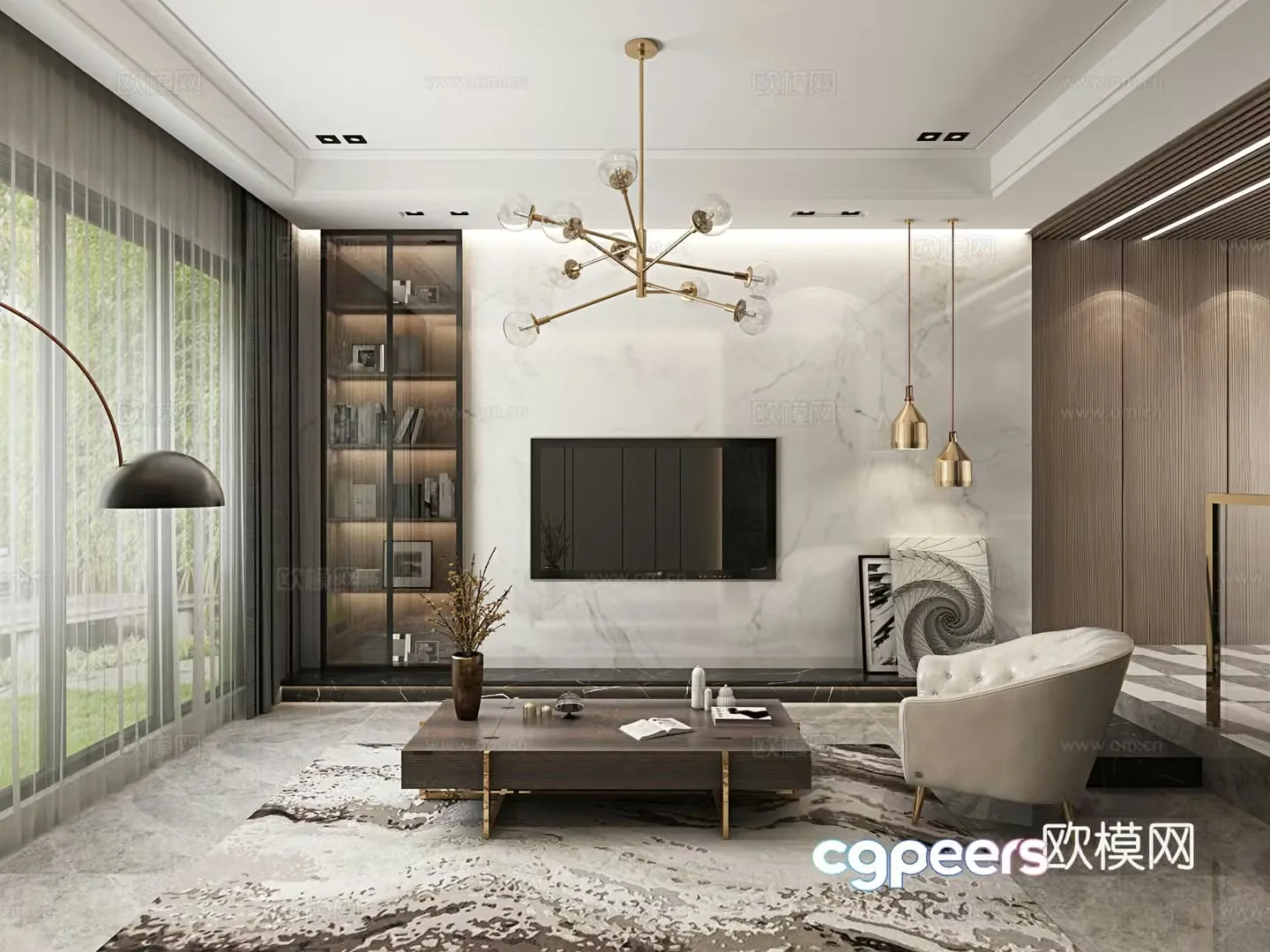 Modern Hong Kong style living room 3d model