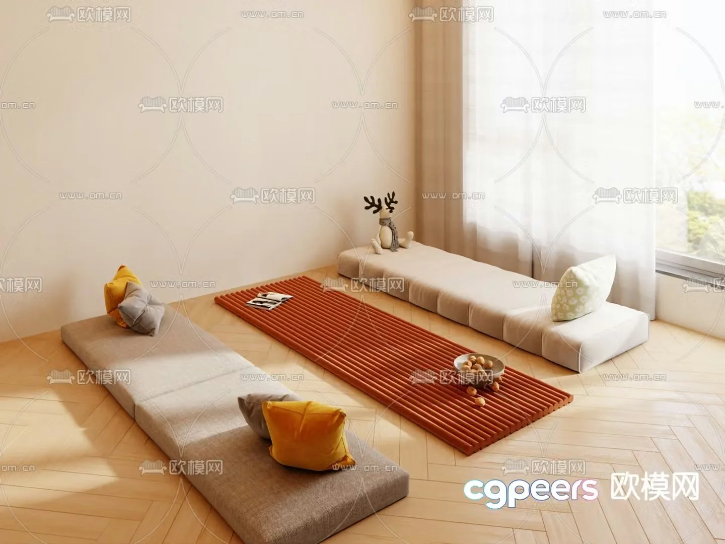 Cushion bay window cushion 3d model