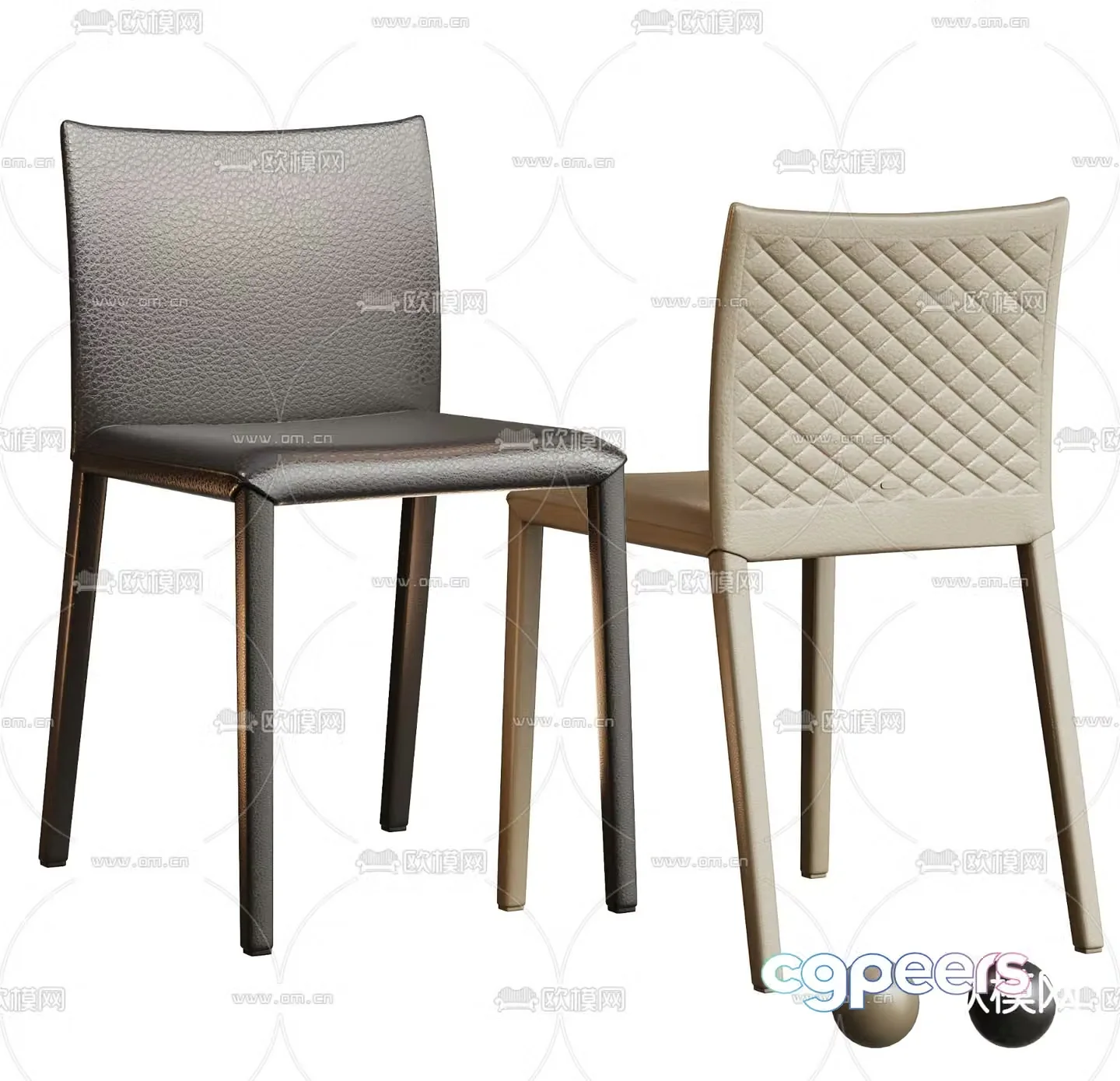Modern single chair dining chair leather chair 3d model