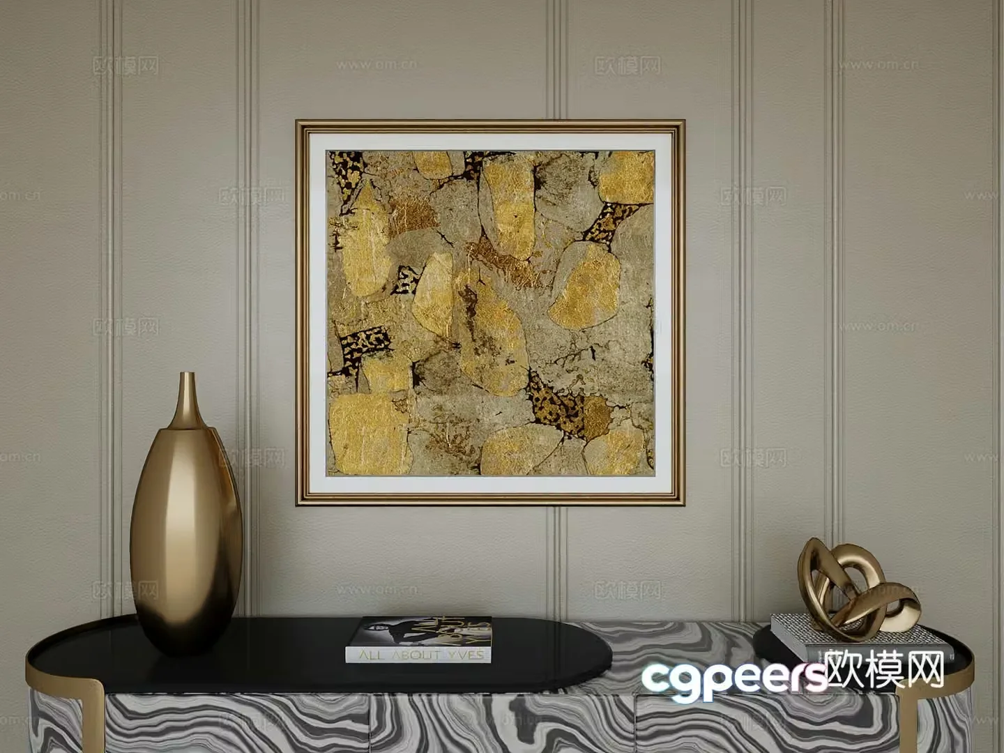 Italian light luxury high-end hanging painting 3D model