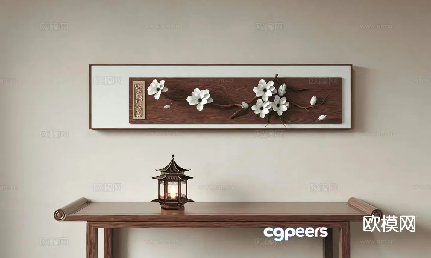 New Chinese style decorative painting hanging painting 3d model