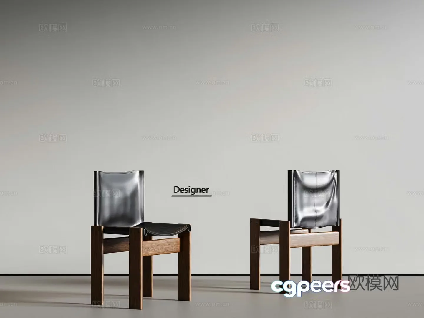 Medium style dining chair single chair 3d model