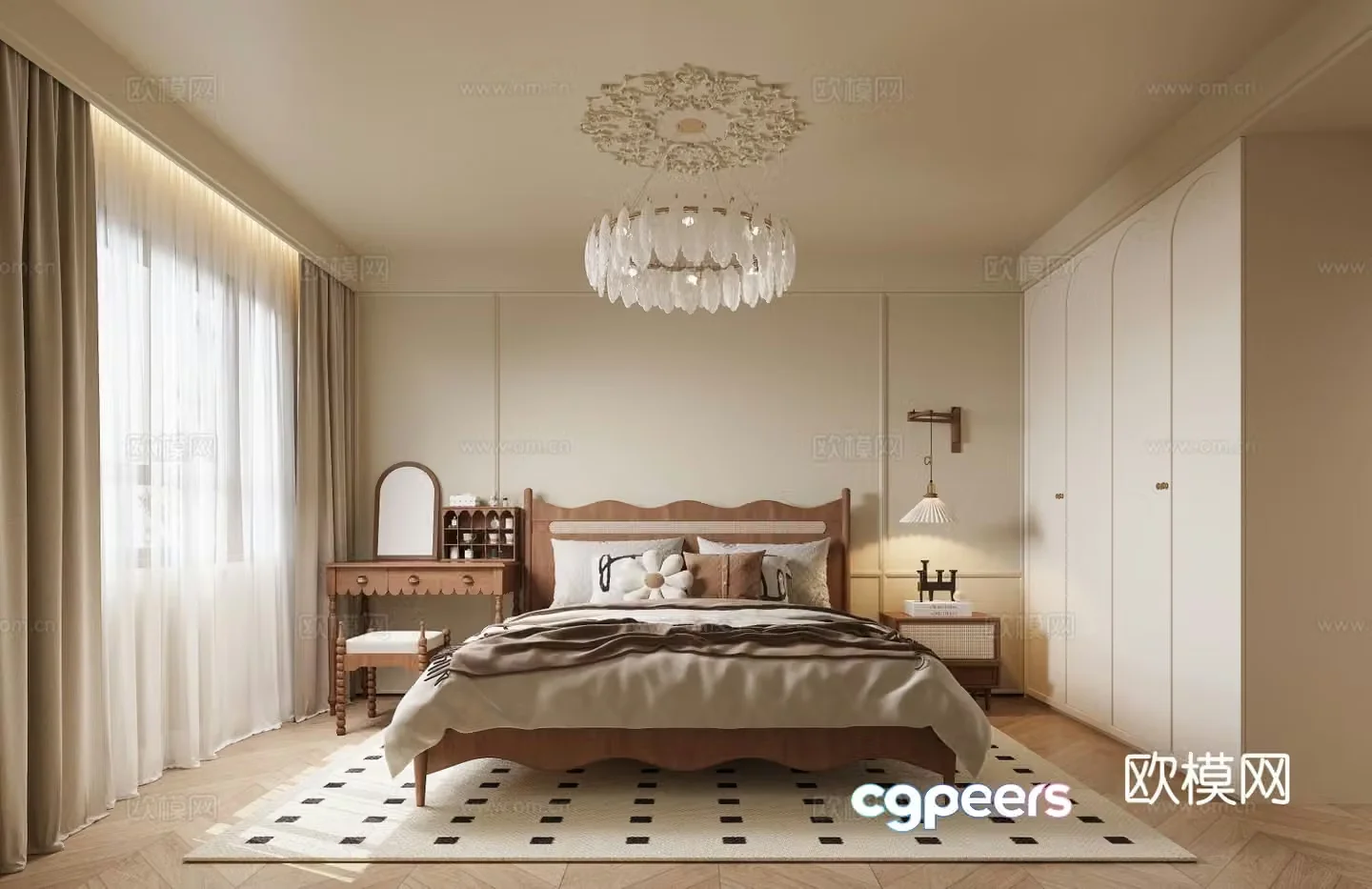 Cream style bedroom master bedroom 3d model