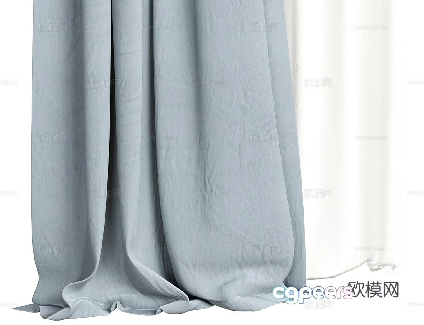 Modern blue curtain 3d model