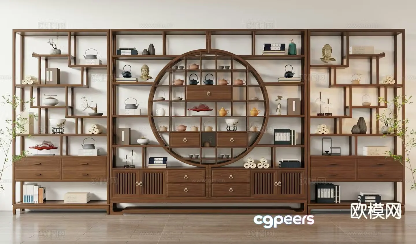 New Chinese style 3D model of Bo Gu shelf