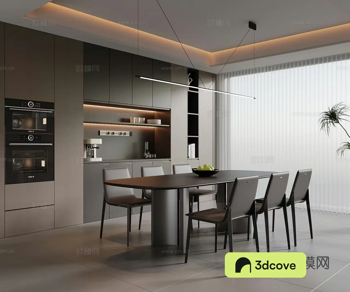 Modern Italian restaurant wine cabinet dining table and chair