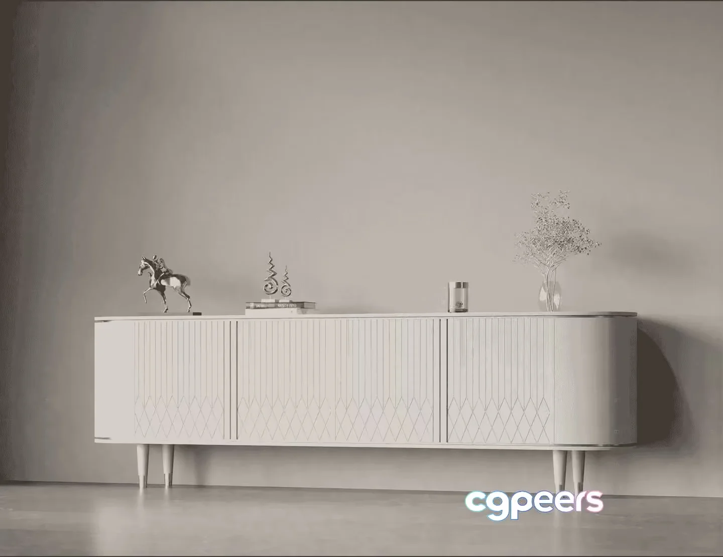 White Sideboard Furniture 3D Model – 14268 – VRAY Render