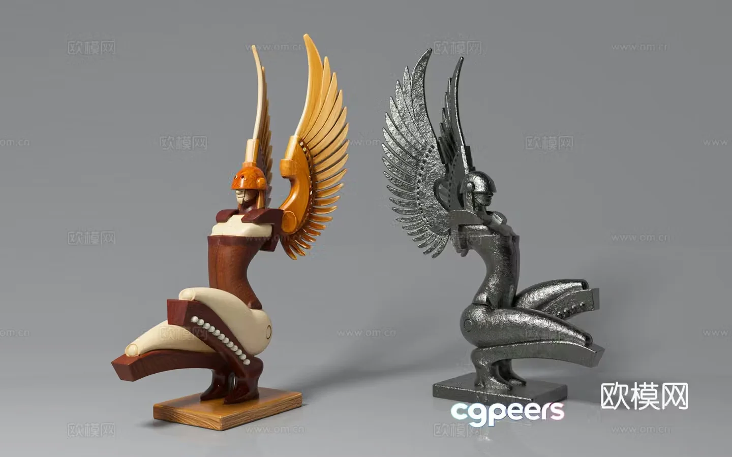 Angel sculpture metal ornaments Sculpture ornaments Wood carving figure decoration Ornament atmosphere Carving 3D model