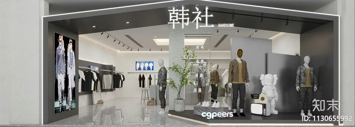 A Modern Storefront With Mannequins 3D Model – 18343 – CORONA Render