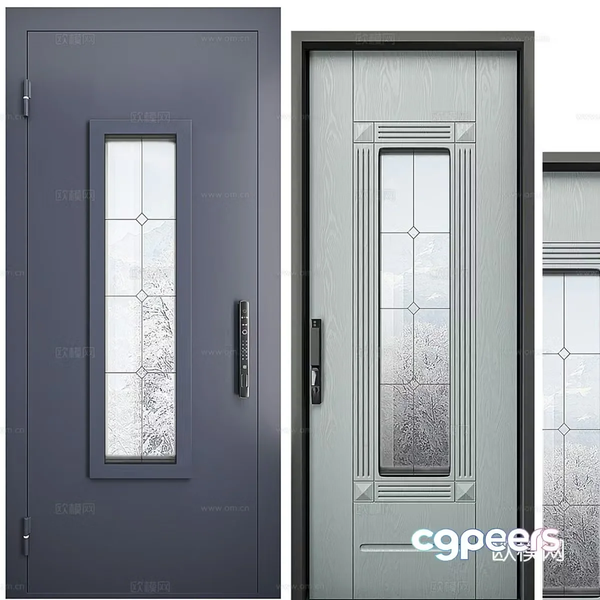 Modern door glass door bathroom door 3d model