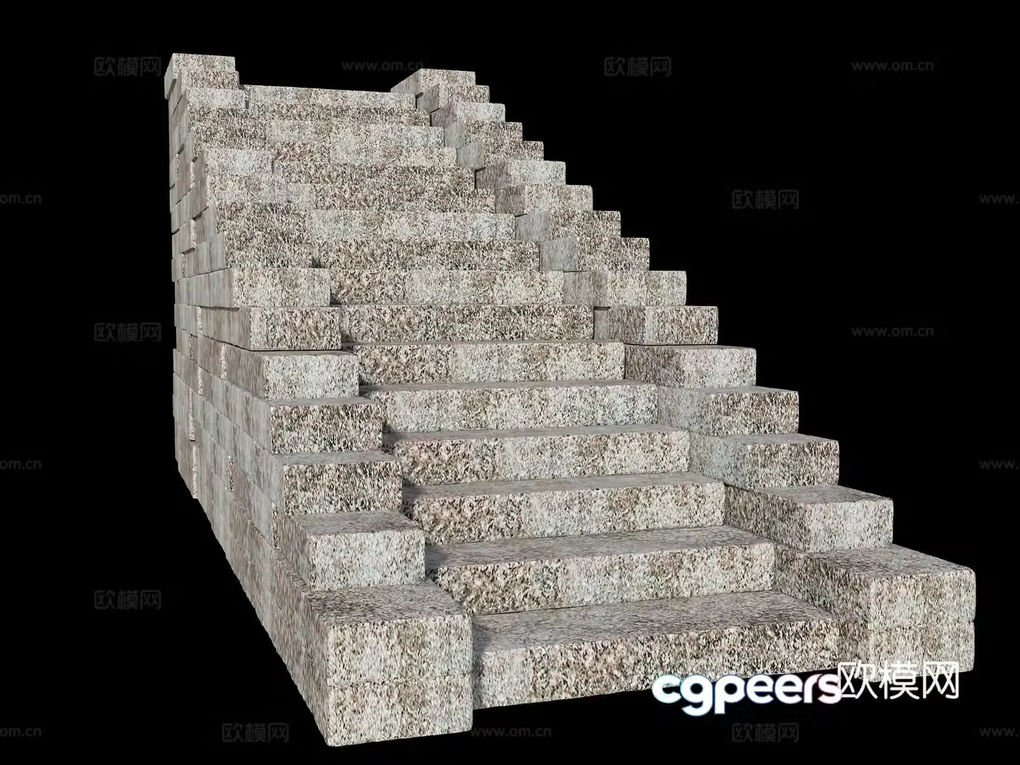 Bluestone slab steps Park slab old stone slab steps Rural wool stone slab steps Natural stone slab steps 3D model