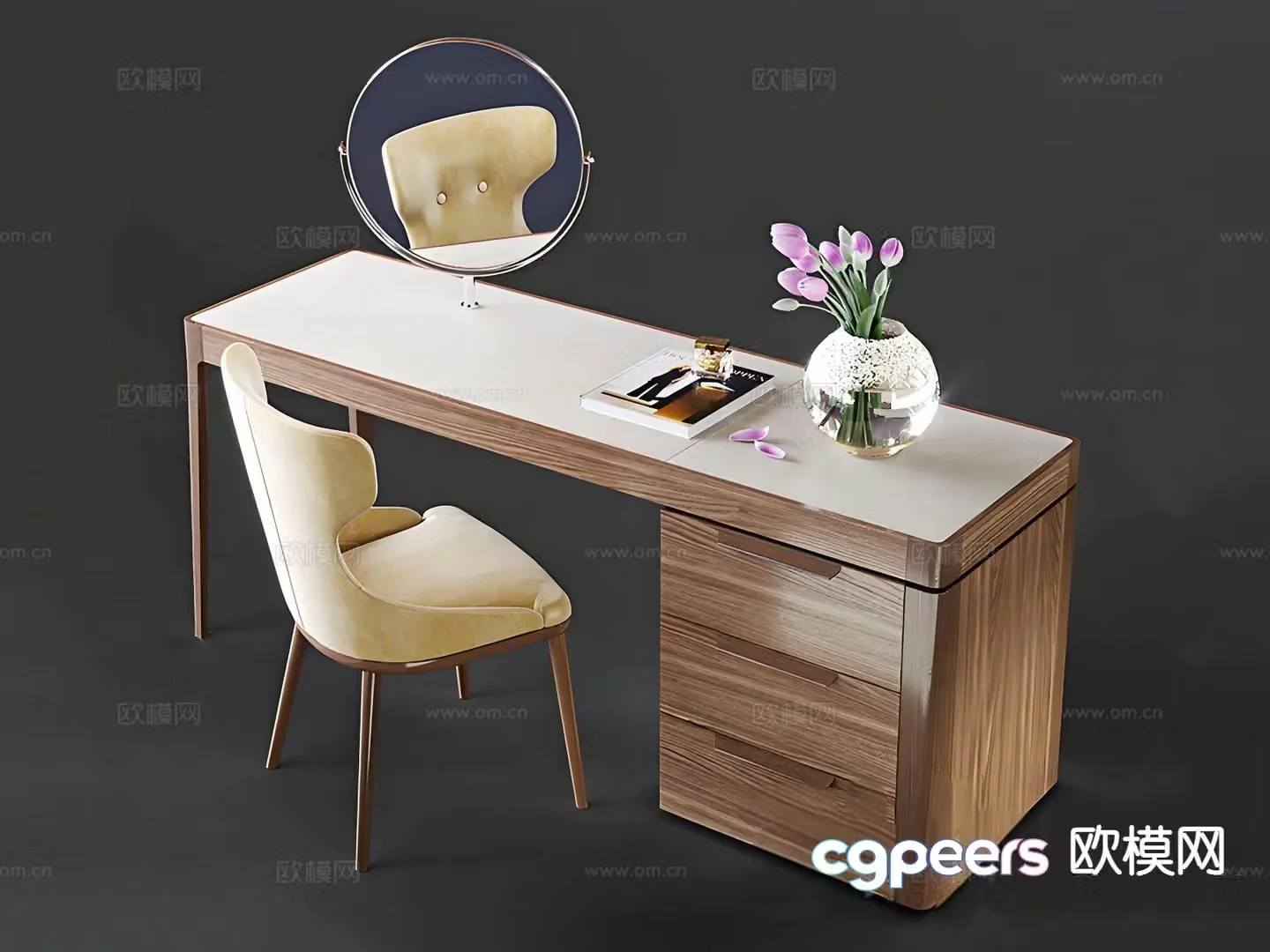 Nordic desk study table 3d model