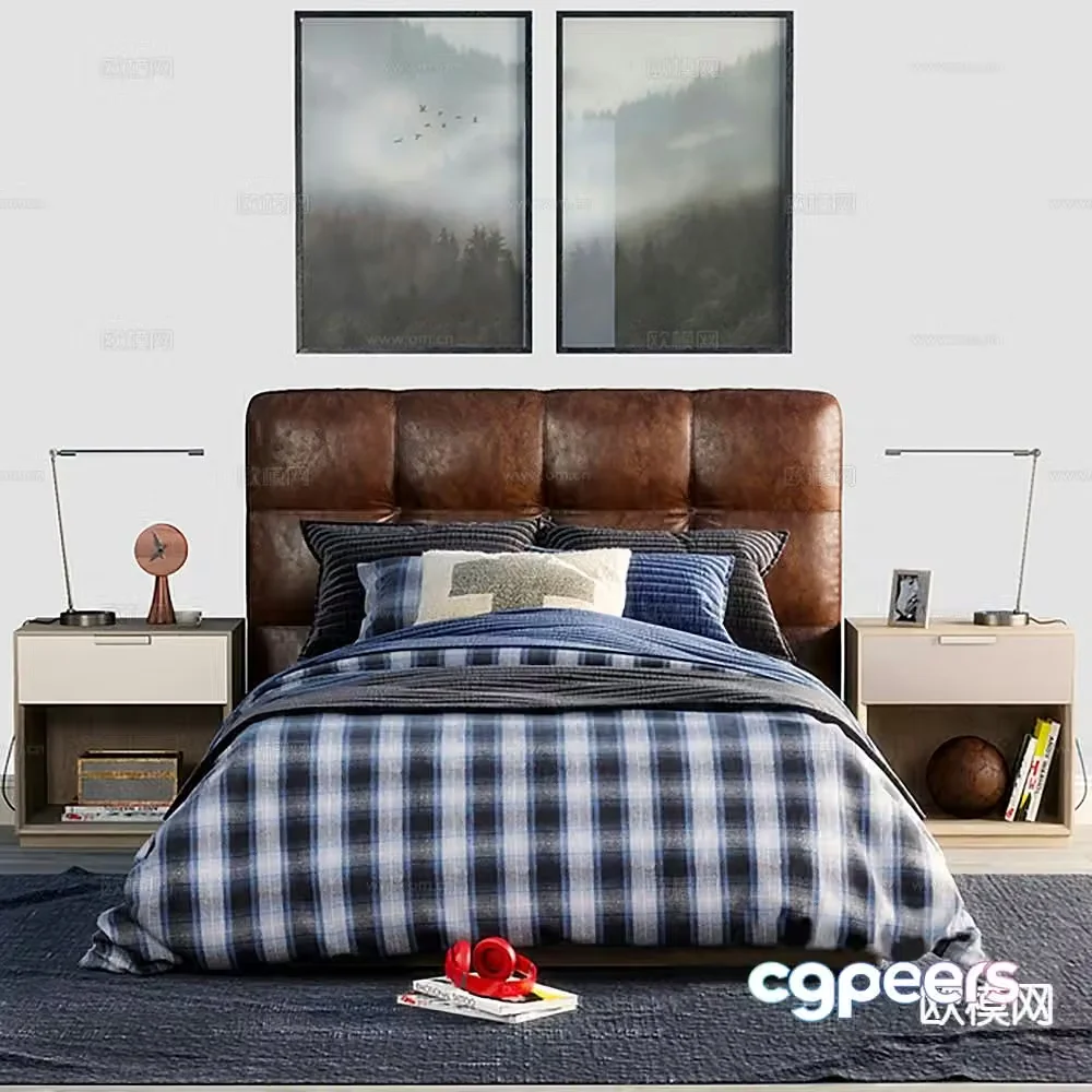 Modern double bed 3d model