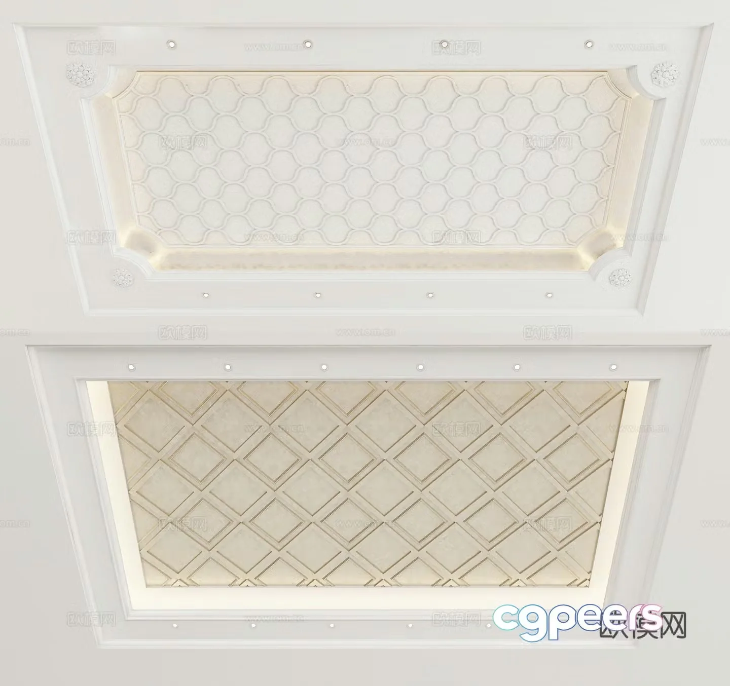 European ceiling geometric honeycomb ceiling 3D model