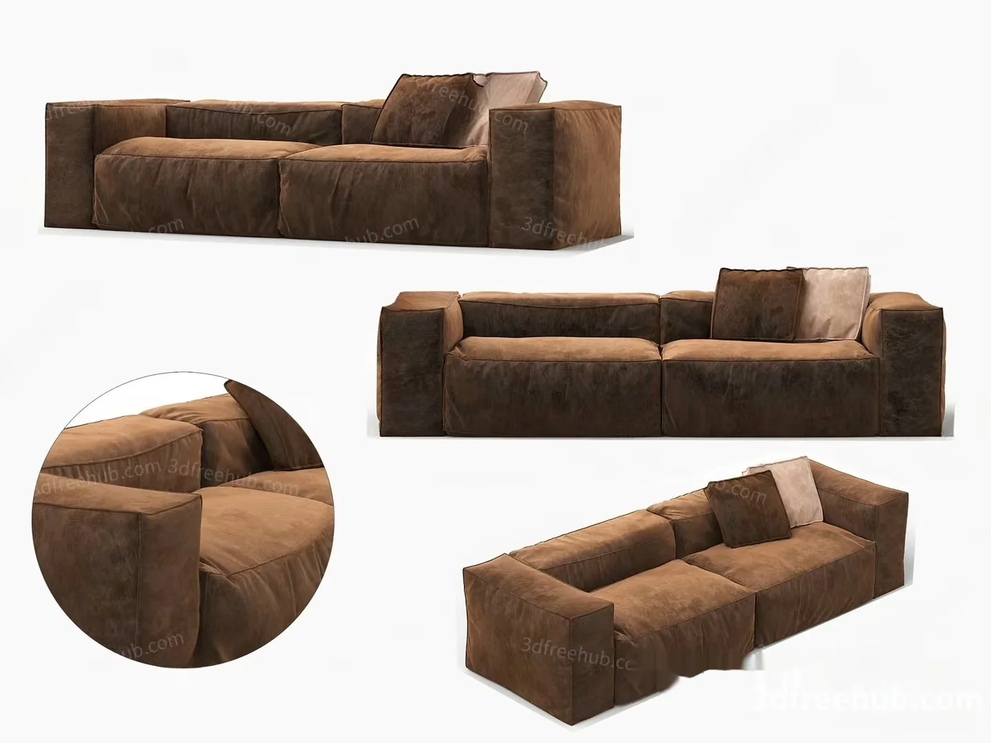 A Brown Couch 3D Model – 11523 – VRAY Render