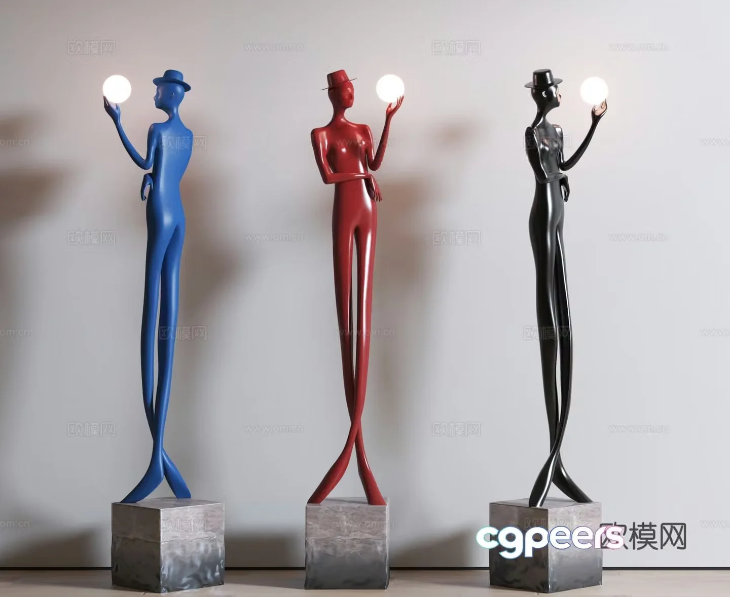 Modern indoor sculpture lamp figure floor lamp 3d model