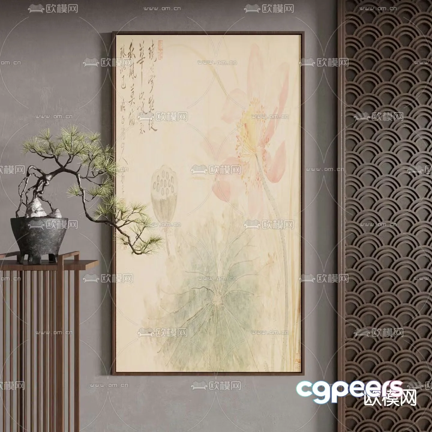 New Chinese style plant paintings calligraphy and paintings decorative paintings 3D model