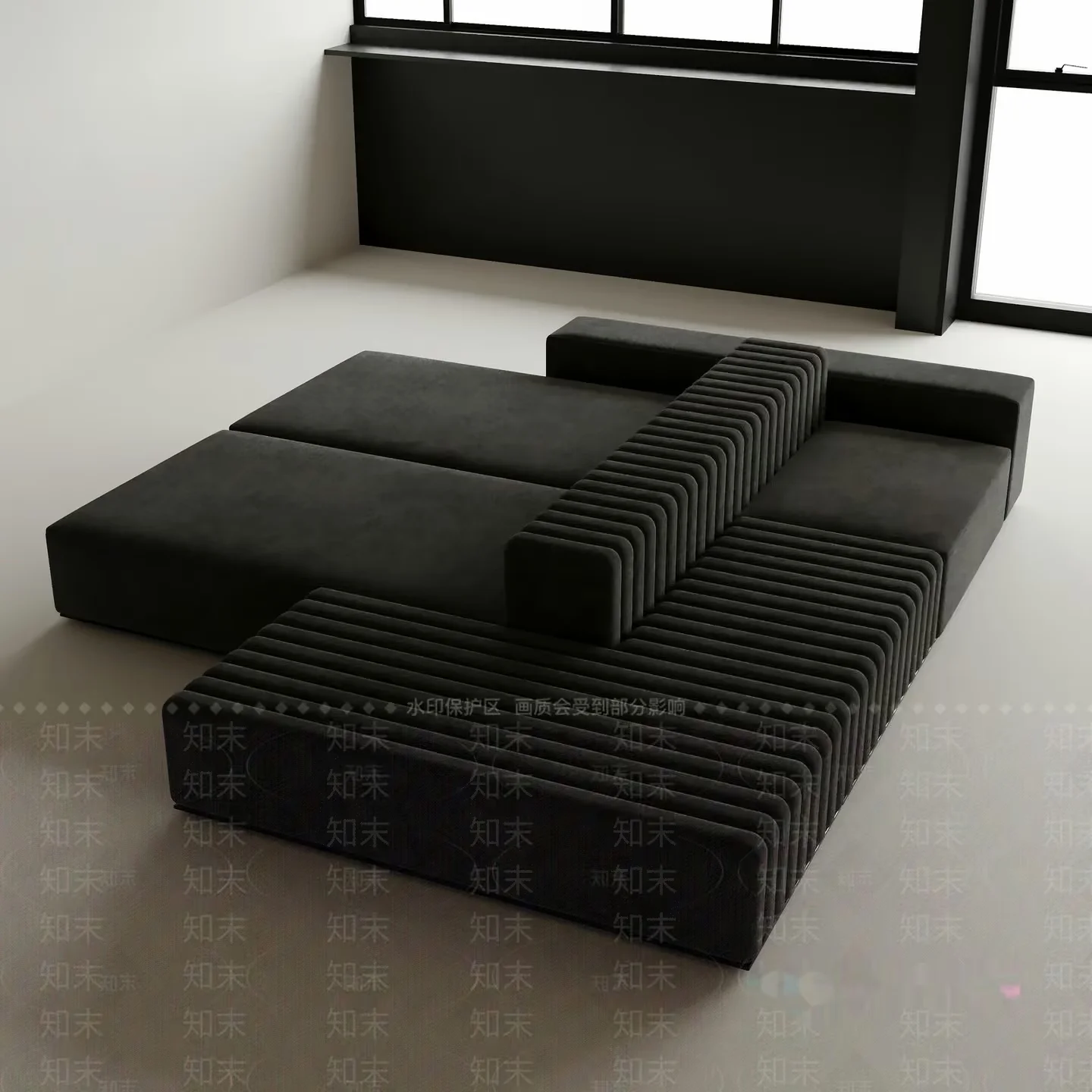 Modern Black Furniture 3D Model – 10583 – VRAY Render