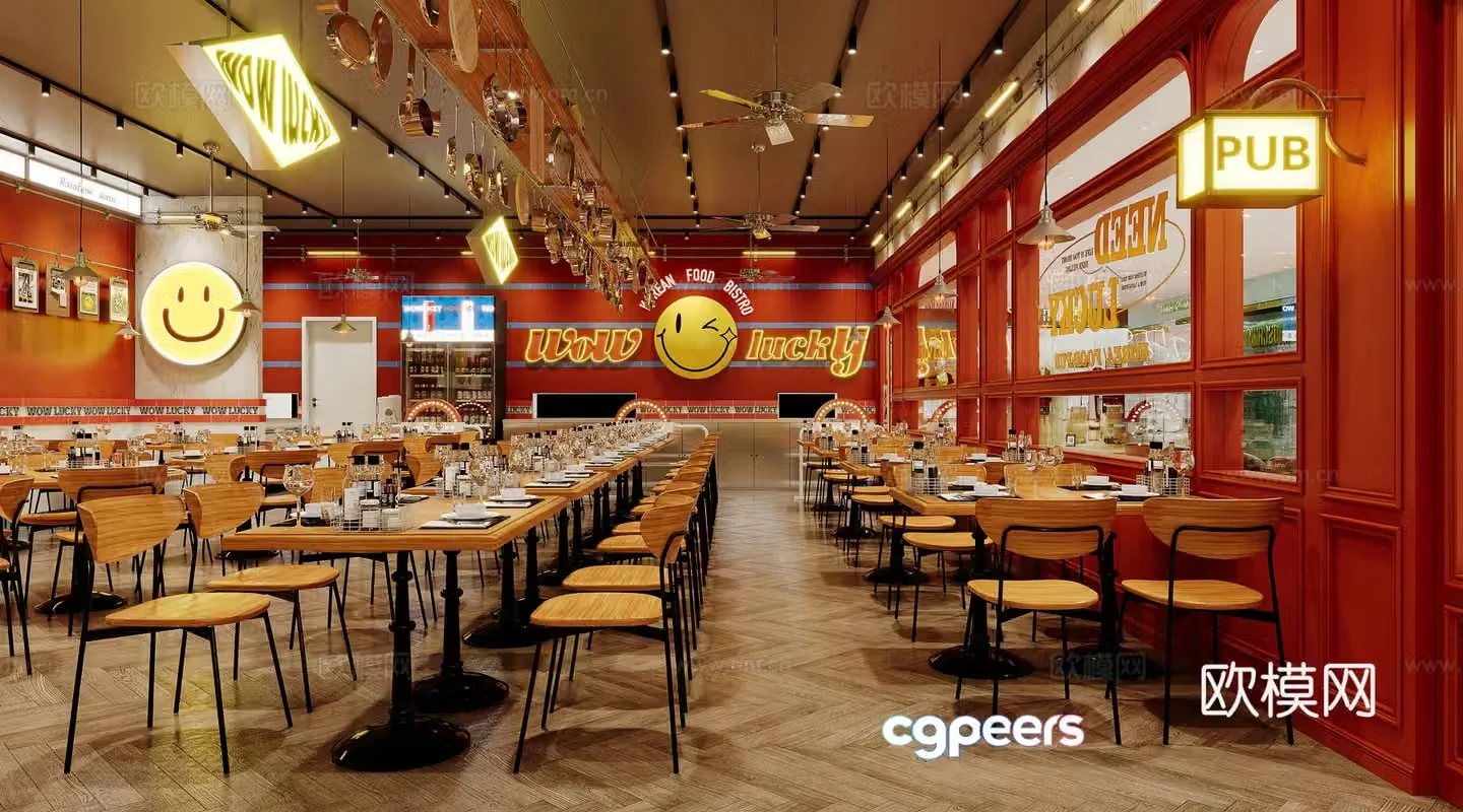 Retro style restaurant 3d model