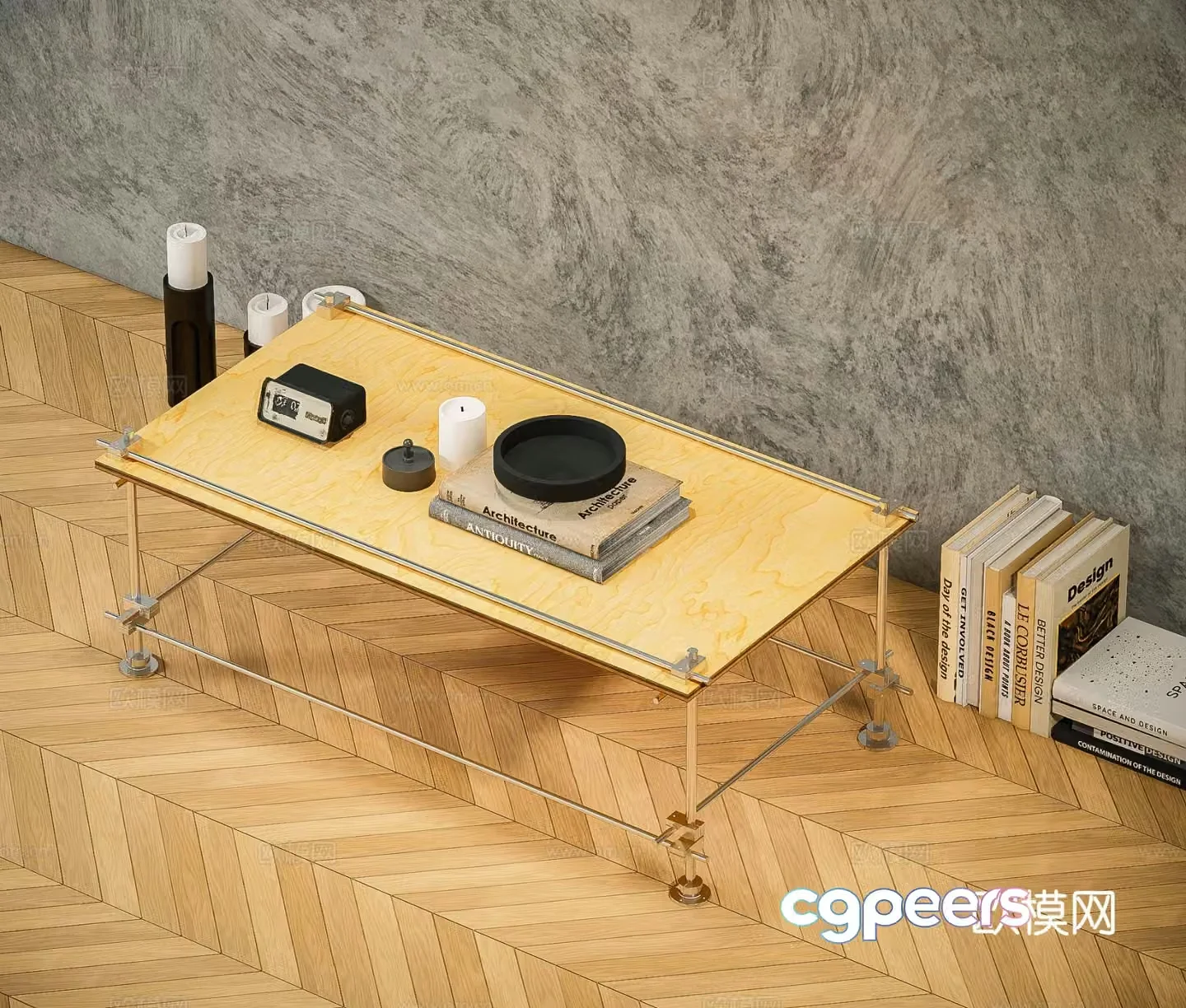 Minimalist coffee table square coffee table 3d model