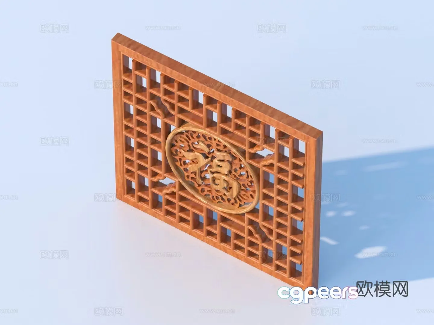 Carved window Grating window Hollow window Relief Wood carving 3D model