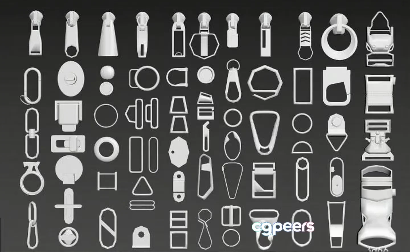 Zipper Parts 3D Model – 20683 – VRAY Render