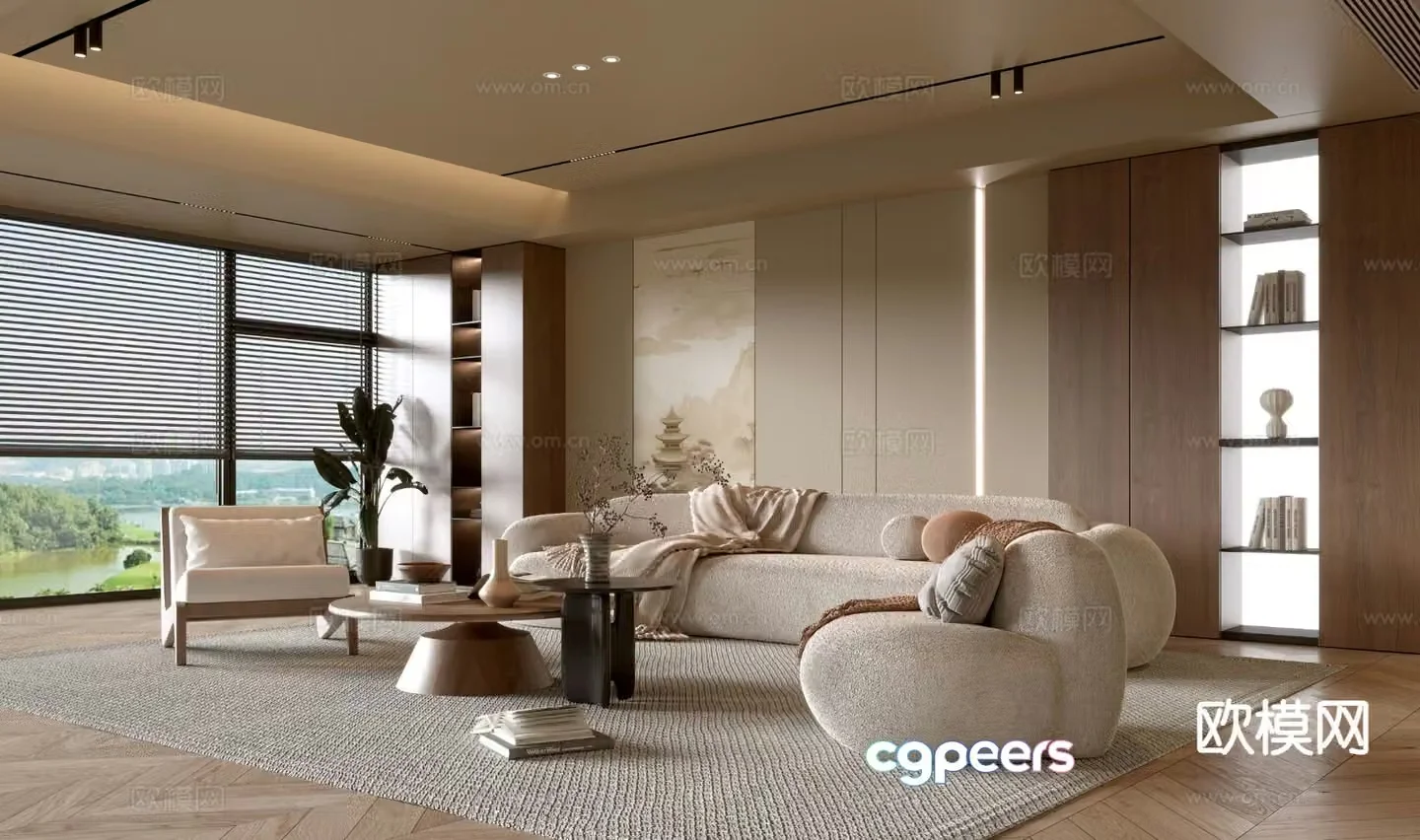 Wabi-sabi living room 3d model