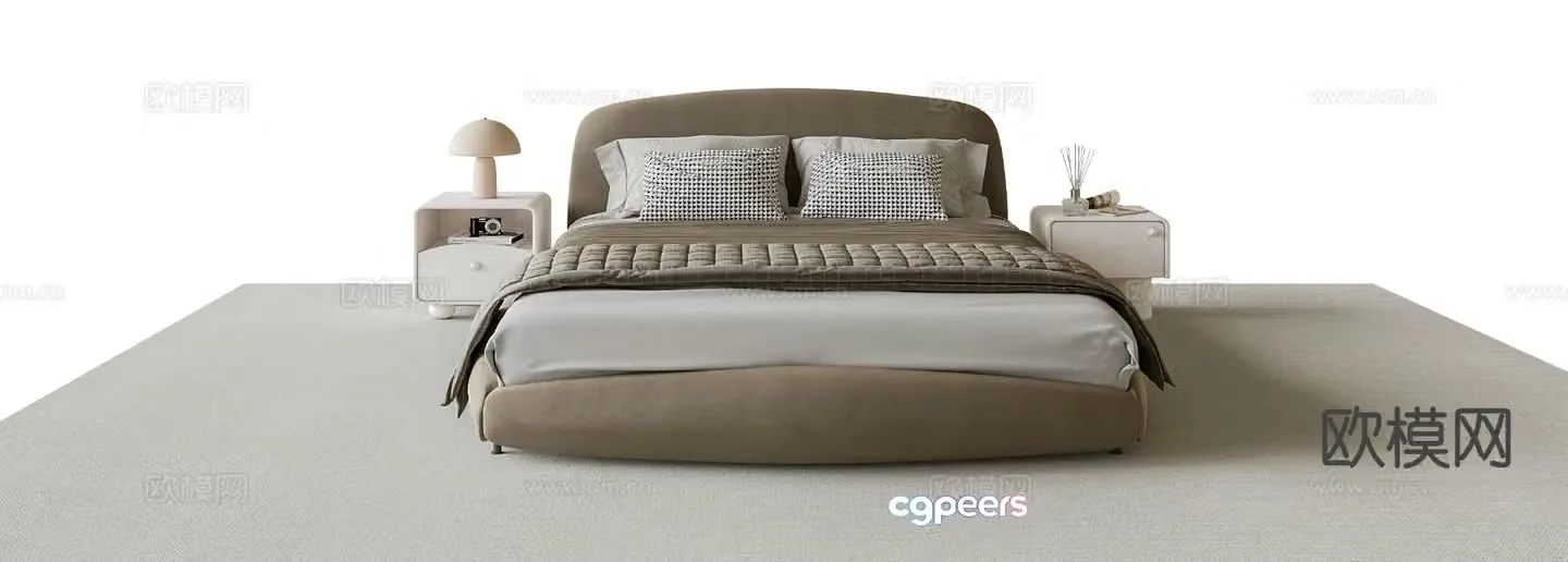 Modern double bed 3d model