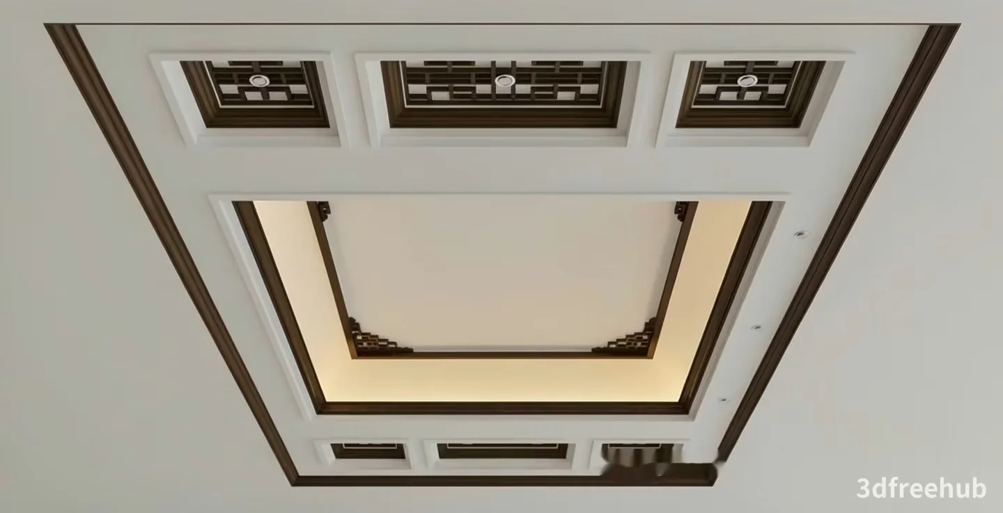 White And Brown Ceiling 3D Model – 19282 – VRAY Render
