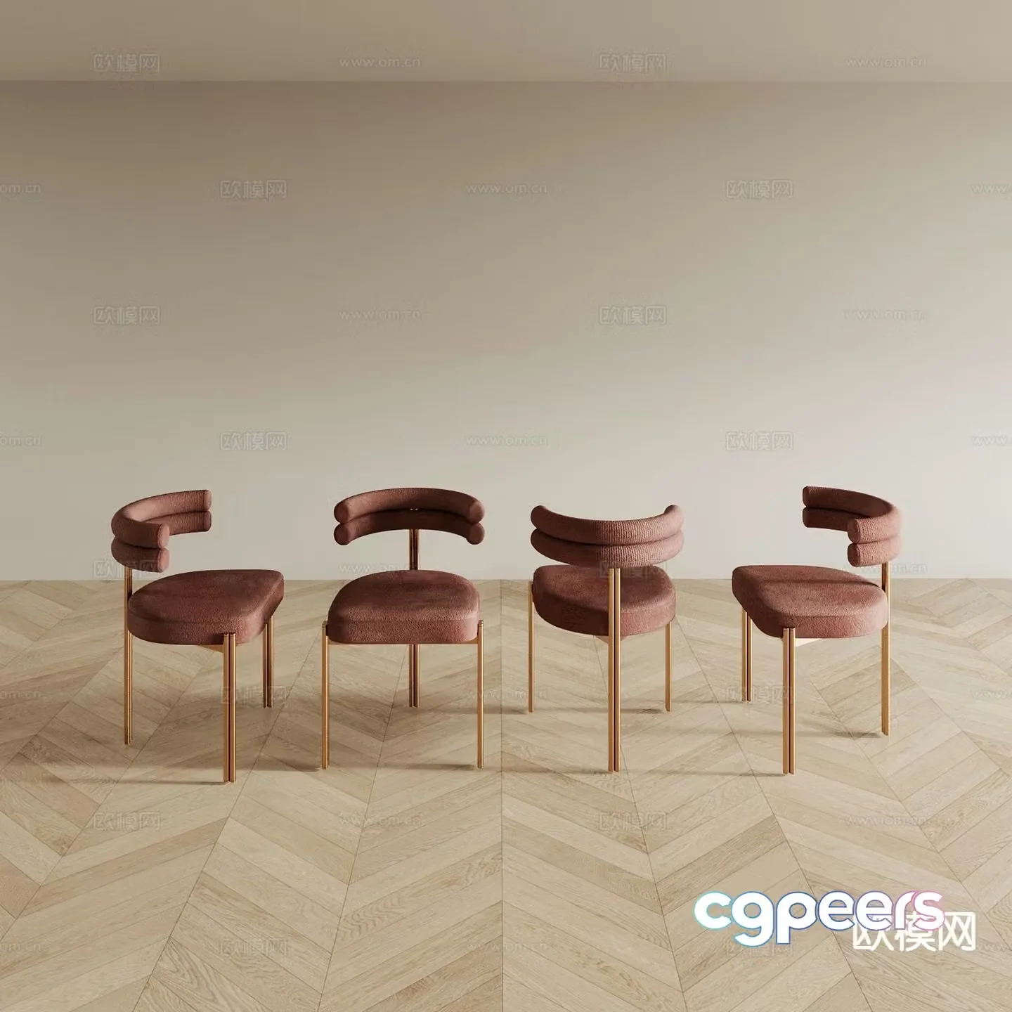 French stool dining chair dining stool 3d model