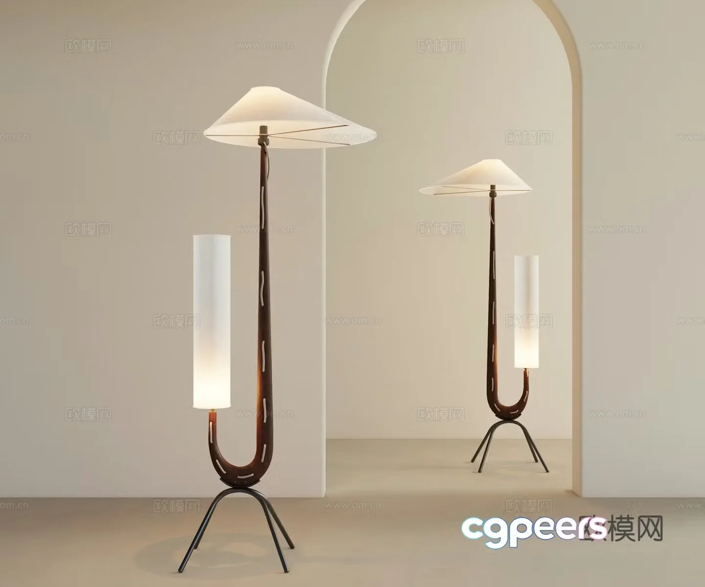 Modern floor lamp Wooden floor lamp 3d model
