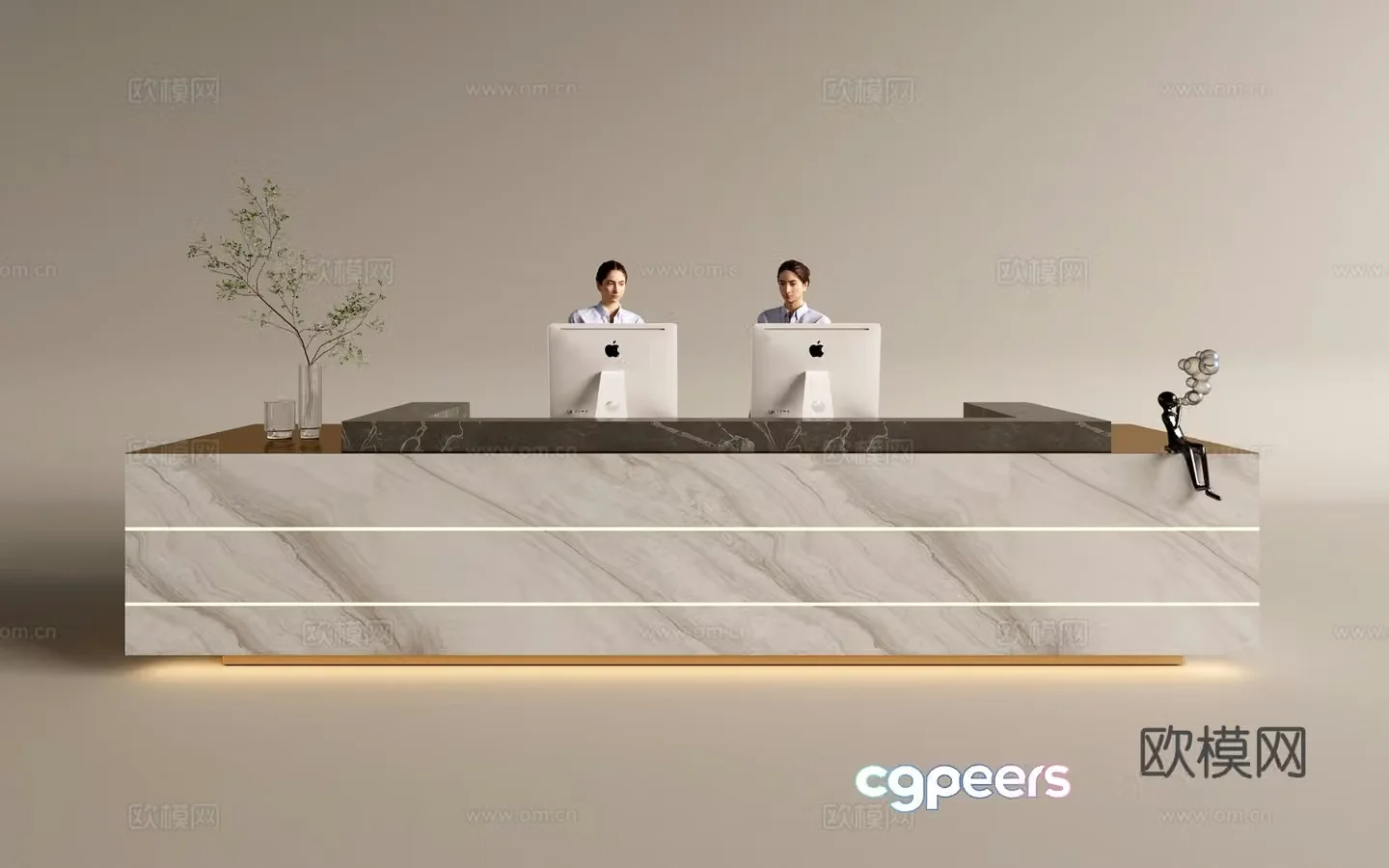 Modern company front desk reception area bar reception desk service desk 3d model