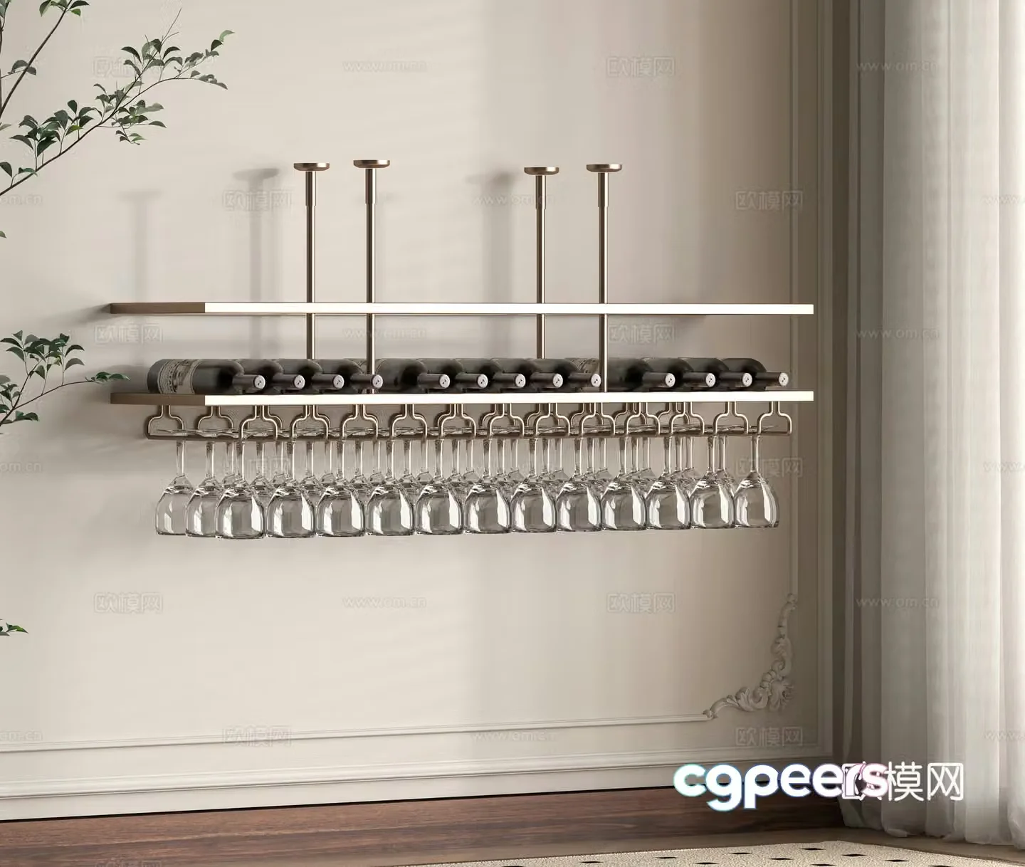 Modern wine rack 3d model