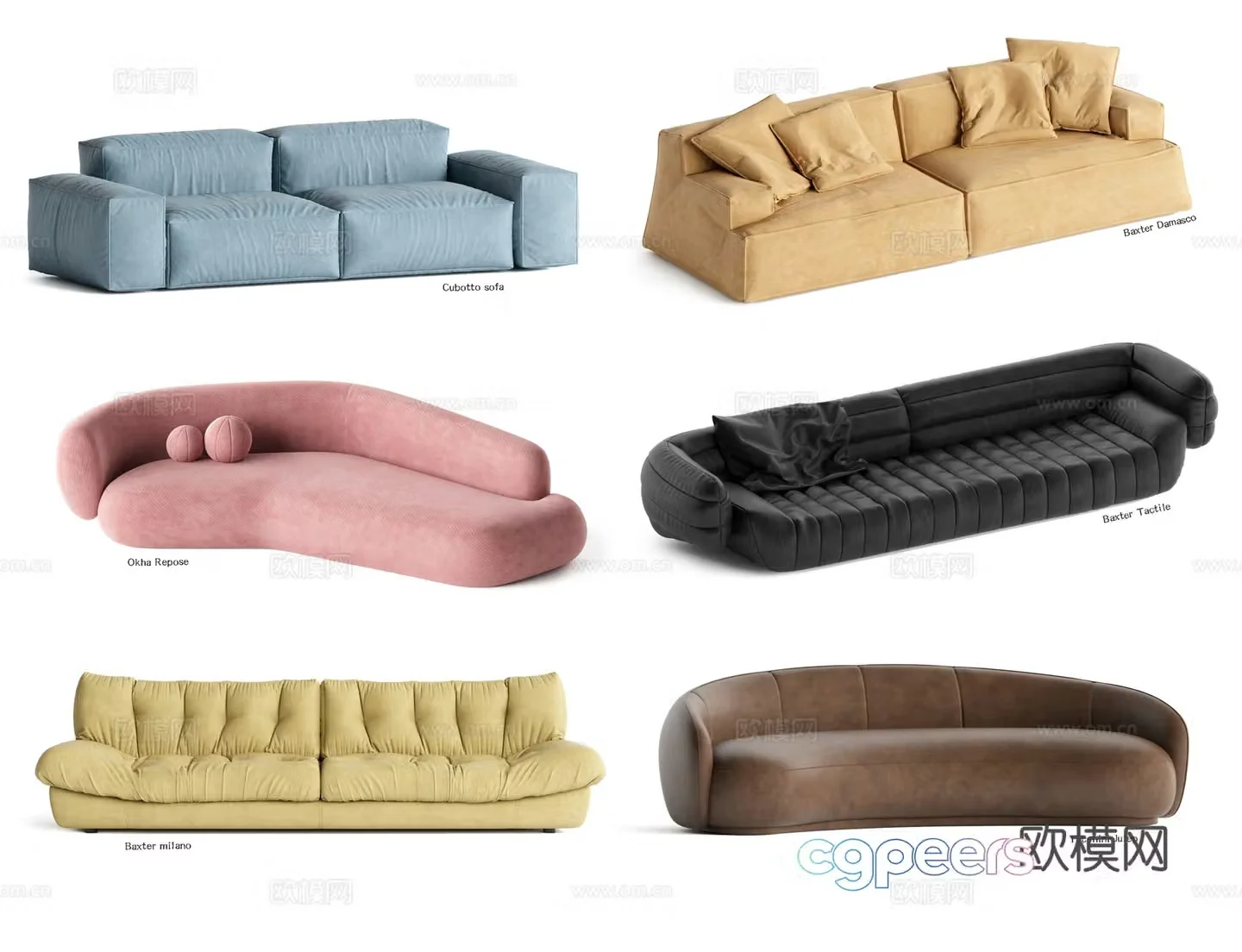 Baxter double sofa tofu block sofa 3d model