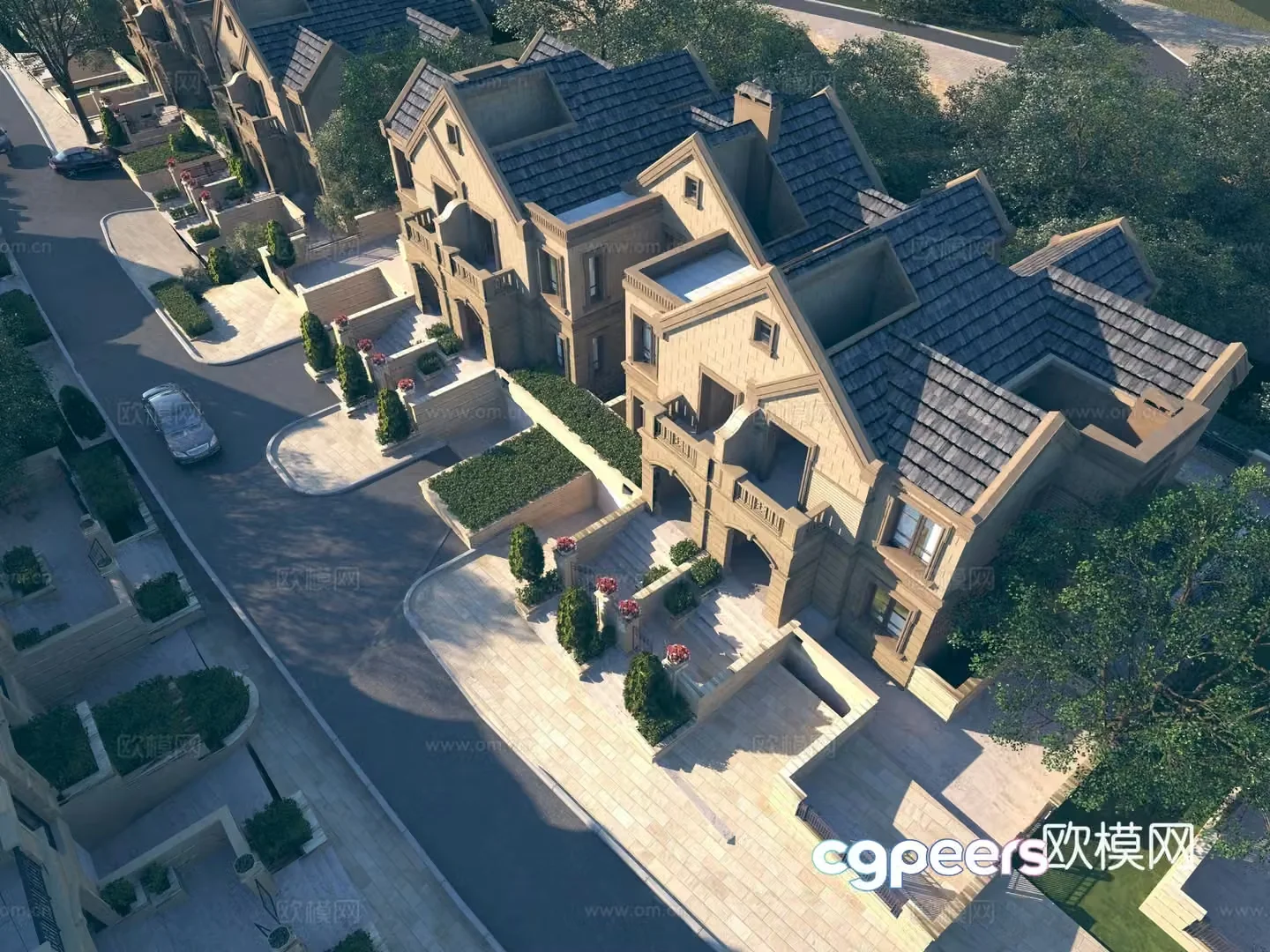 Simple European townhouse single villa resettlement room 3D model