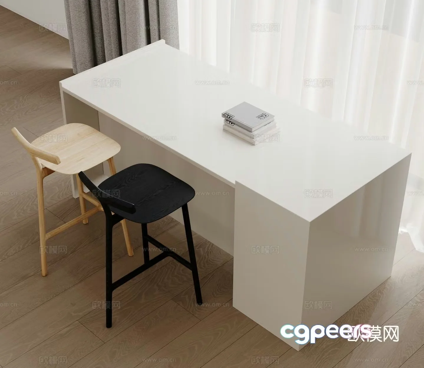 Nordic bar stool bar stool high stool 3d model